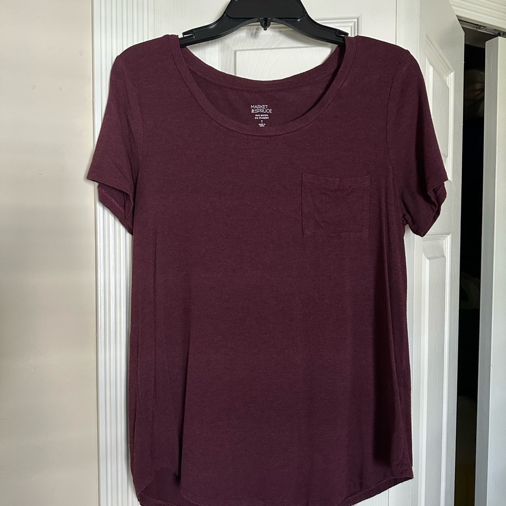 Market & Spruce Rich Burgundy Short Sleeve Tee